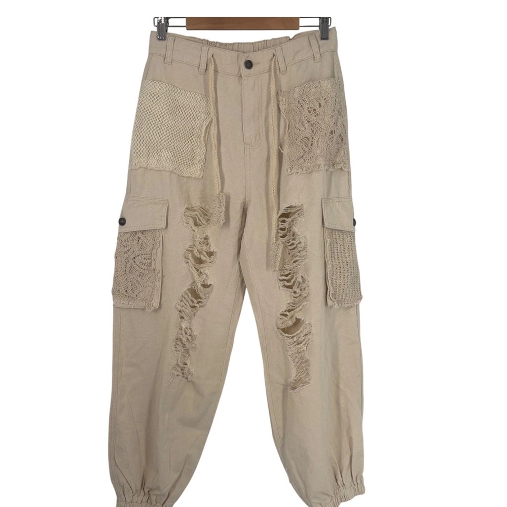 Pol boho joggers with crocheted pocket